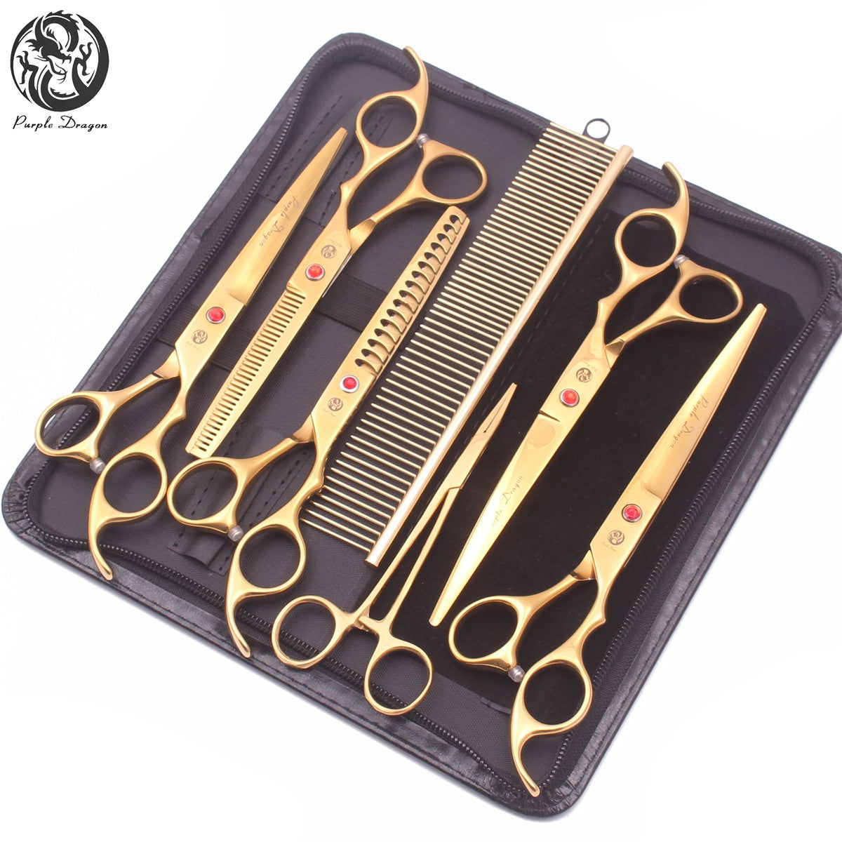Conjunto de Tesouras para Tosa de Animais de Estimação - Tosa Profissional para Cães e Gatos, Aço Inoxidável, Afiado, Multi-Peças, Cabo Ergonômico, Aparador Durável
