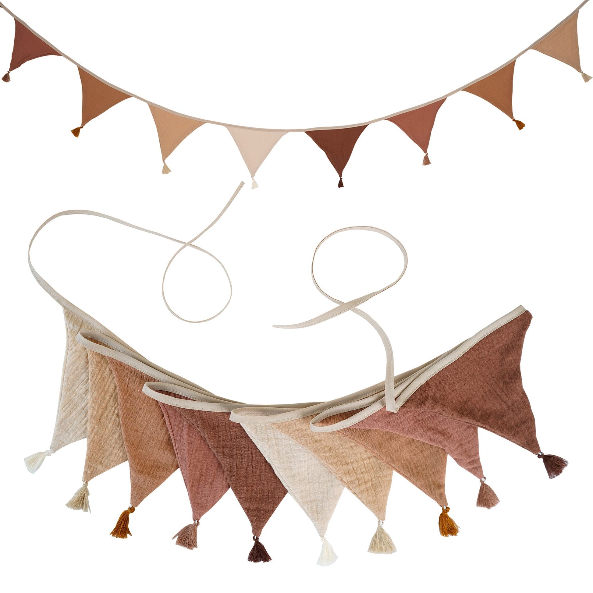2.6M/8.5FT Nursery Fabric Bunting 10 Triangle Pennant Flags With Tassels Party Decor Banner Home Baby Shower Carnival Garland