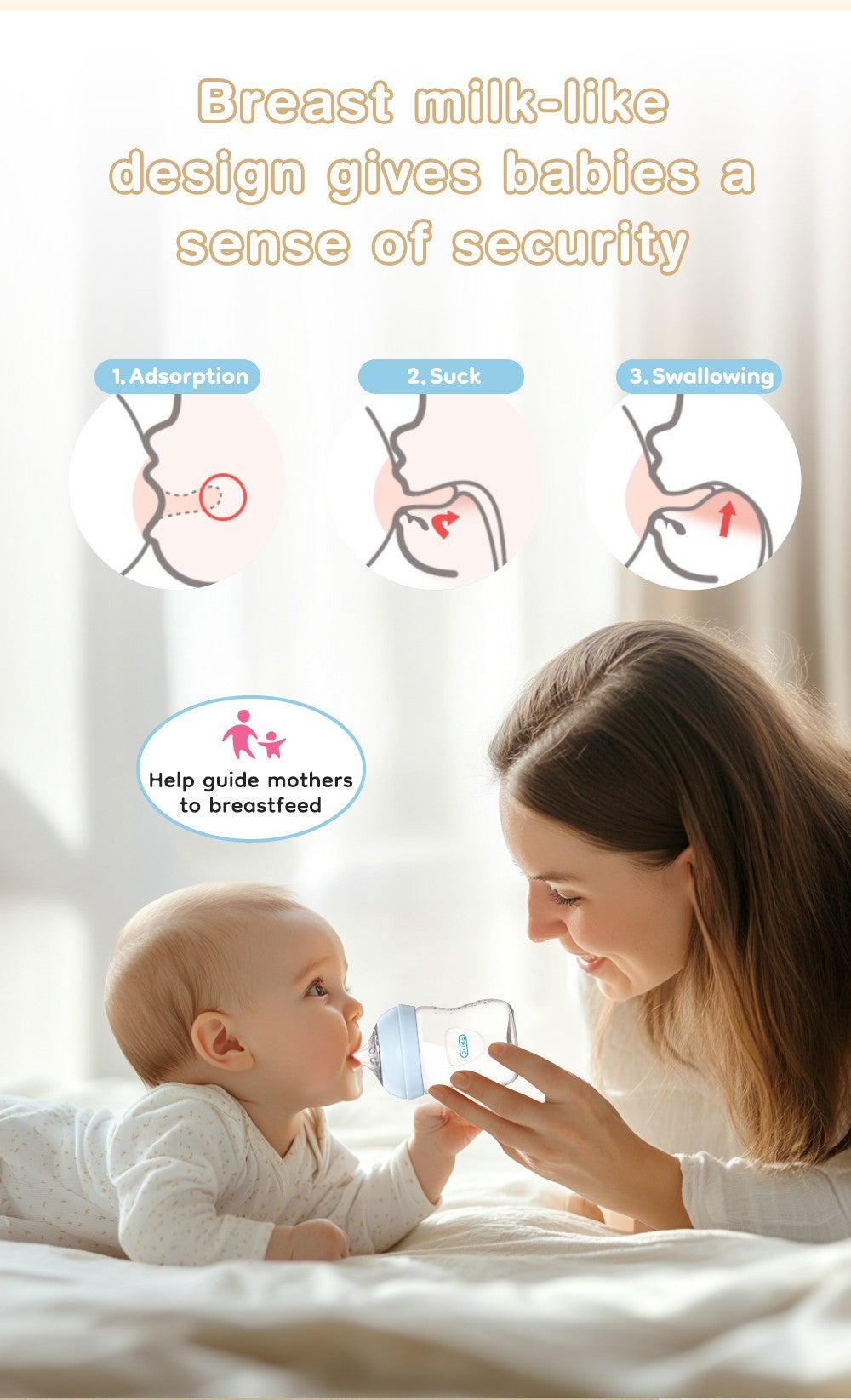 MAMIJOY 150/240/330ML Baby Bottle With Handle Anti-bloating?Anti-drop Clear Scale Milk Bottle Feeding Baby Bottles BPA-FREE PP15