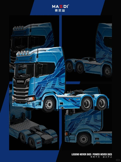 Masdi 1/64 Scania 770S V8 Caminhão Howo HW1006 Militar Verde Liga de Carro Modelo Miniatura Coleção Diecast Enfeite Modelo Hobby Brinquedo