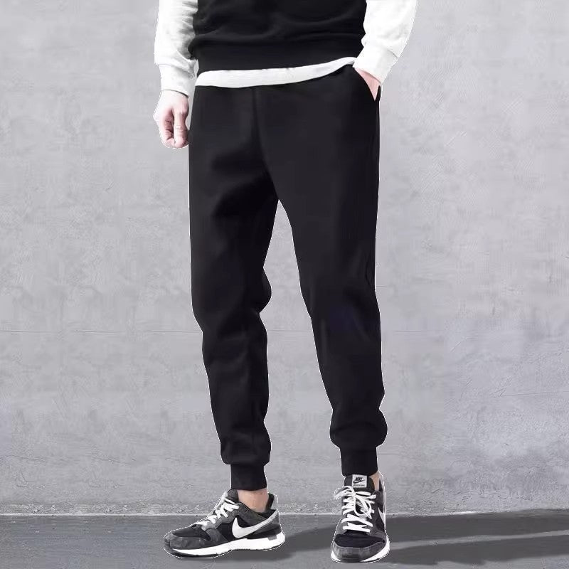 New men's high-quality solid-color sport pants - sport outfit - elastic waist - 2026 casual loose pants - black/grey - cotton jo