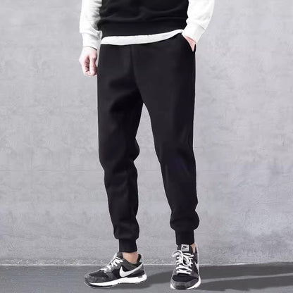 New men's high-quality solid-color sport pants - sport outfit - elastic waist - 2026 casual loose pants - black/grey - cotton jo