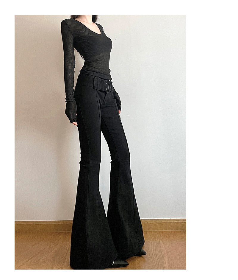 Women's Black Jeans Flare Pants Y2k Retro Emo 2000s Streetwear Fashion Trousers Harajuku Wide Yoga Pants 90s Aesthetic Clothes