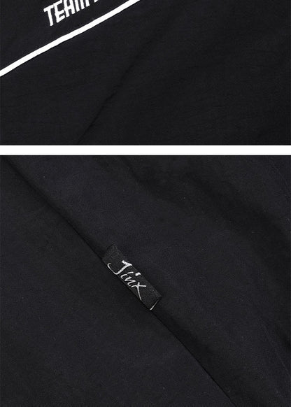 Jinx Team Black Jacket Unisex Windbreaker Sports Coat Men Women Loose Track Activewear Long Sleeve Top Embroidery Y2k Outerwears