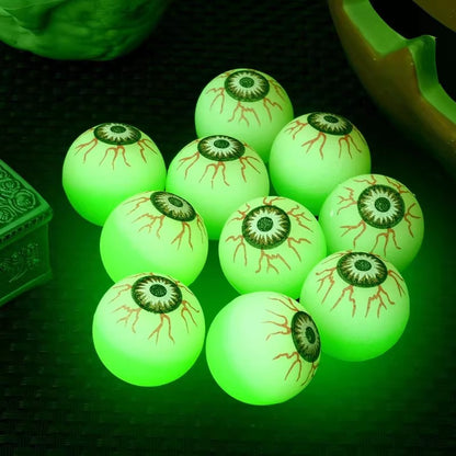 10/20/30Pcs Luminous Halloween Bouncing Ball Glow in The Dark Eyeball Scary Rubber Ball Haunted House Prop Halloween Party Favor