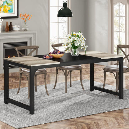 71"x31.5" Dining Table, Industrial Kitchen Table for 6-8 Person, Rectangular Dinner Table for Dining Room Kitchen Living Room,