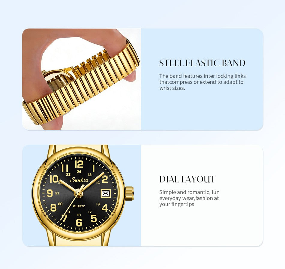 SUNKTA elegant Women's Watch 12/24 waterproof calendar women's quartz wrist watch fashion ladies vintage watches reloj de mujer
