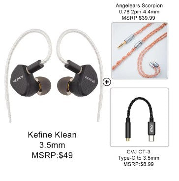 Kefine Klean 10mm DLC Diaphragm Dynamic Driver IEMs Hi-Fi In-ear Earphone with Nozzles and Comfortable 2-pin Silver-plated Cable