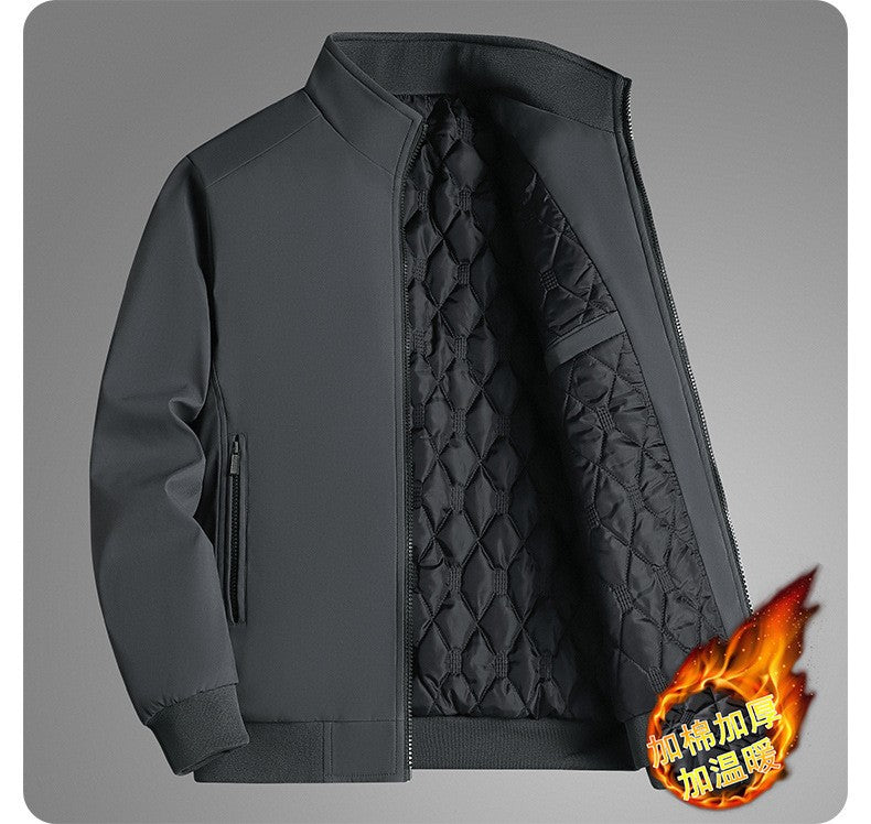 Winter Men's Fleece Warm Jackets Bomber Fashion Parkas Outerwear Coats Men Casual Windbreaker Jacket Classic Solid Thermal Coat