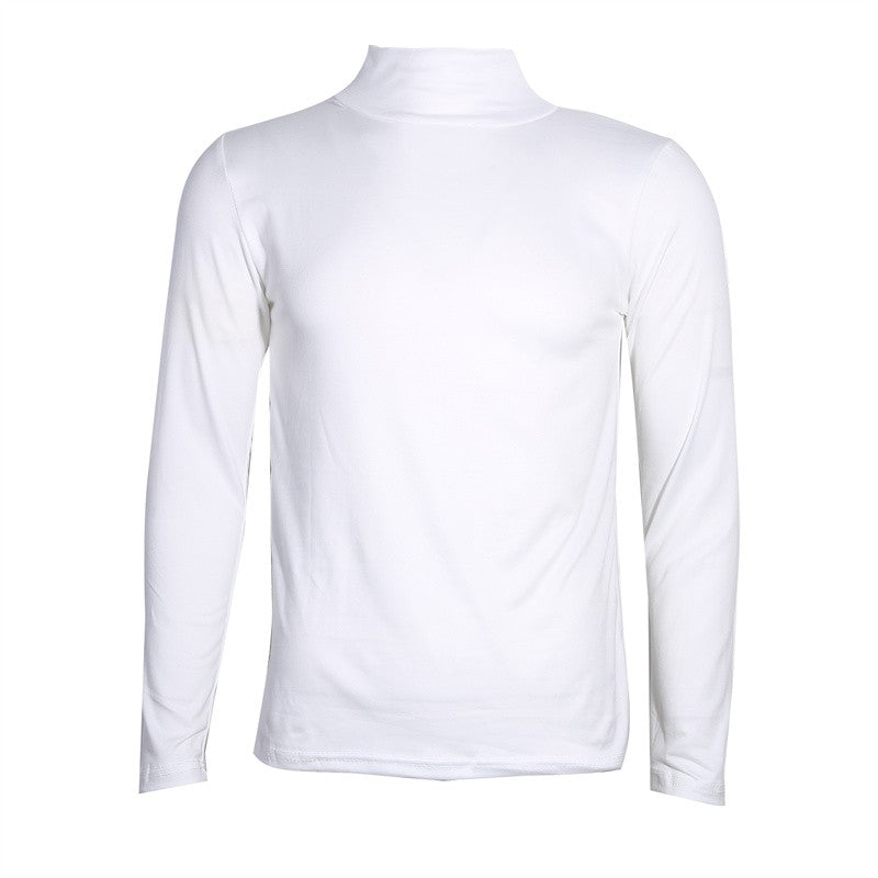 Men's Solid Color Turtleneck T-Shirt Spring Casual Long Sleeve Basic Bottoming Shirt Fashion Solid Color Slim-Fit Tops Plus Size