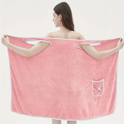 Wearable Bath Towel, Bowknot Coral Velvet Bath Skirt For Adults, Water Absorption, Quick Drying, Bath Towel, No Hair Loss, Bath