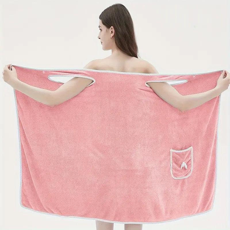 Wearable Bath Towel, Bowknot Coral Velvet Bath Skirt For Adults, Water Absorption, Quick Drying, Bath Towel, No Hair Loss, Bath