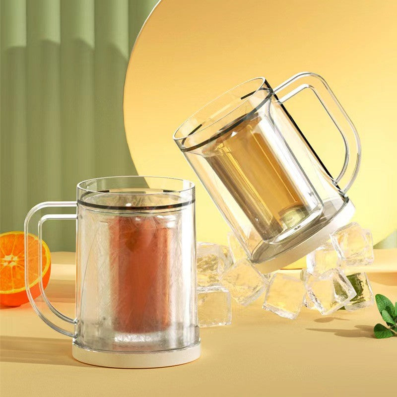 Canecas de Cerveja de Parede Dupla com Gel Congelante, Canecas de Uísque Transparentes com Alça para Bar e Copos de Bebida para Uso Externo