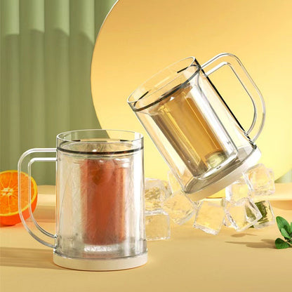 Canecas de Cerveja de Parede Dupla com Gel Congelante, Canecas de Uísque Transparentes com Alça para Bar e Copos de Bebida para Uso Externo