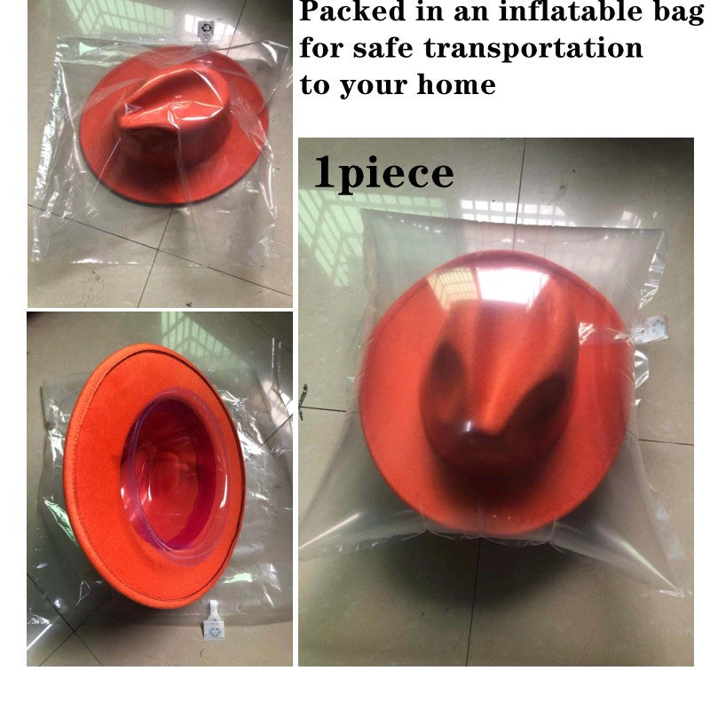 Red fedora hat men's flat top hat ladies felt jazz hat oval hat Panama new hip-hop fedora hat flat brim wholesale