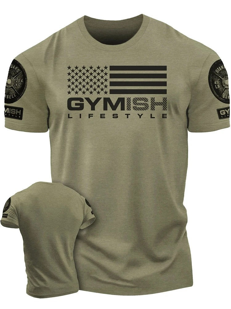 3D printed men's short sleeved T-shirt for comprehensive exercise, fun and fitness Hardcore new handsome and trendy short sleeve