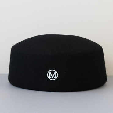 Vintage Hard Top Flat Fedoras Hats Women 100% Wool Felt Berets Hat Wedding Fascinator Caps Wedding Cocktail Party Pillbox Hat