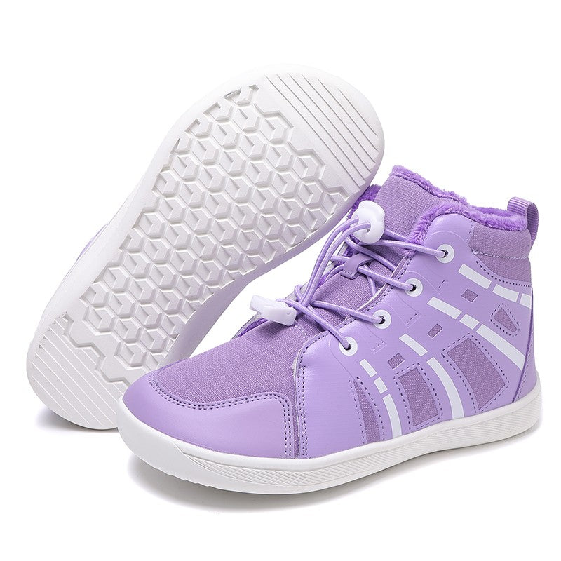 Fashion Kids Snow Boots Wide ToeBox Shoes Kid's Waterprof Barefoot Sneakers Boys Girls Warm Cotton Lightweight Non-slip Sneakers