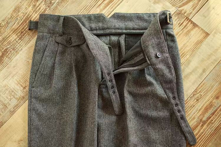 Vintage Gurkha Pants Men England Style High Waist Smart Casual Straight Trousers Autumn Winter Woolen Fashion Naples Suit Pant