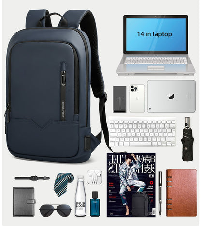 HK Slim Backpack For Men 15.6 Inch Laptop Bags Waterproof Minimalist Business Backpack With USB Charging Casual Travel Work Bag