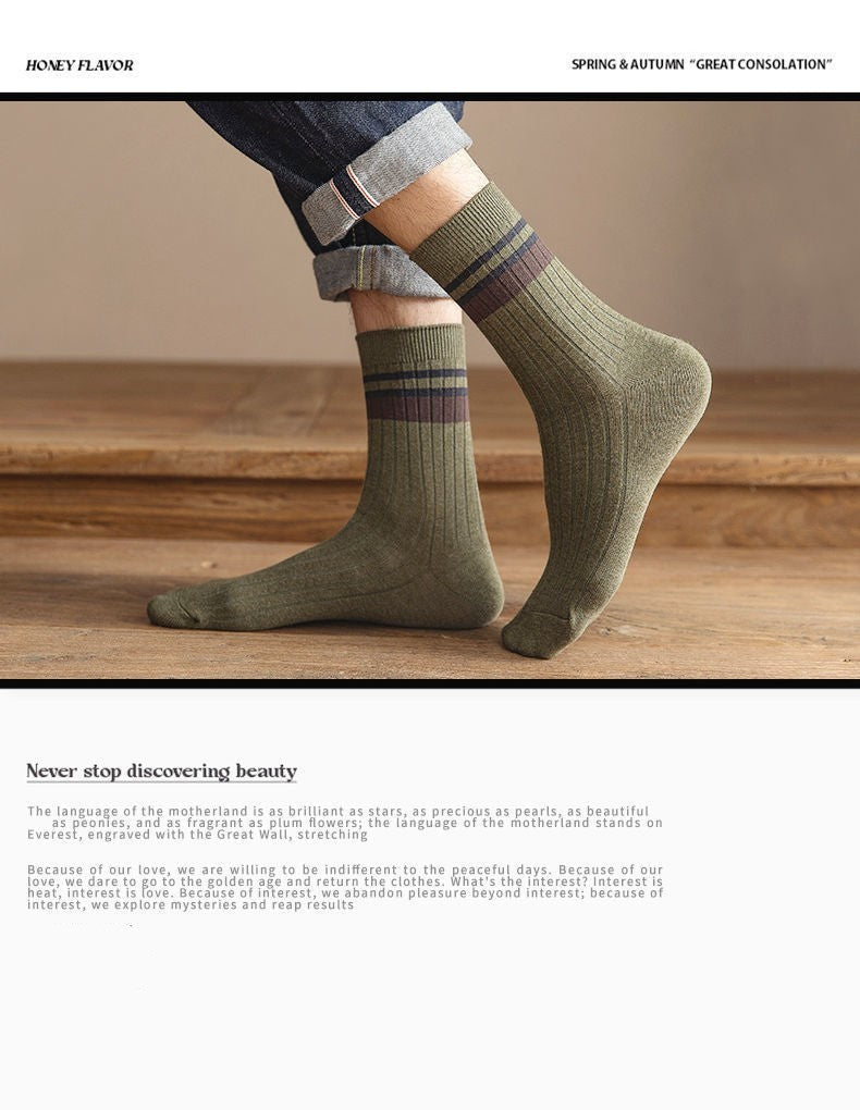 10 Pair Men's Striped Socks Spring Fashion Casual Socks High Quality Harajuku Retro Socks Man
