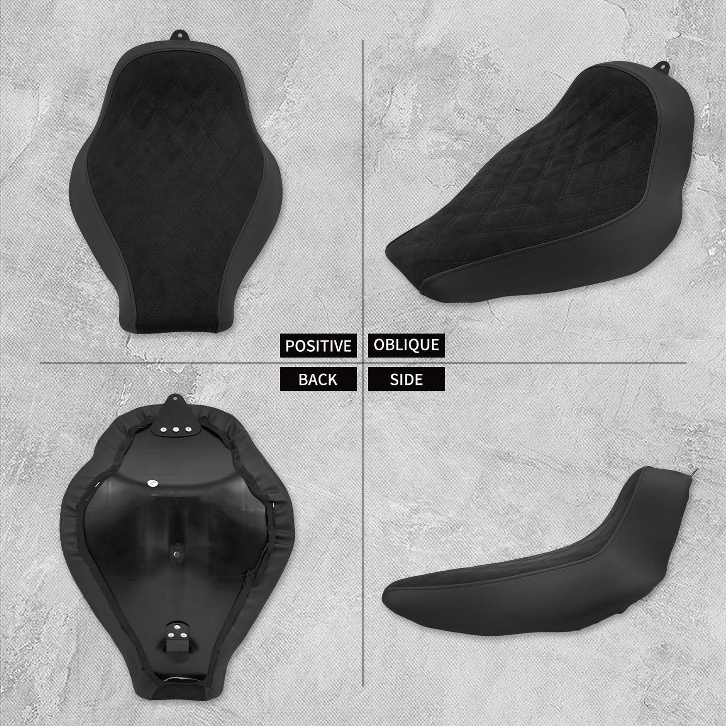 Banco Dianteiro Individual para Motocicleta com Almofada de Diamante Perfil Baixo para Harley Softail Fatboy Breakout FXBRS FXBR FLSTF 2018-2024