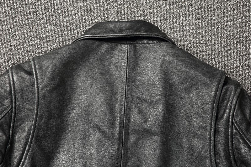 2025 Retro Style 100% Top Layer Cowhide Oversized Leather Jacket Color is made of Old Motorcycle Riding Clothes.