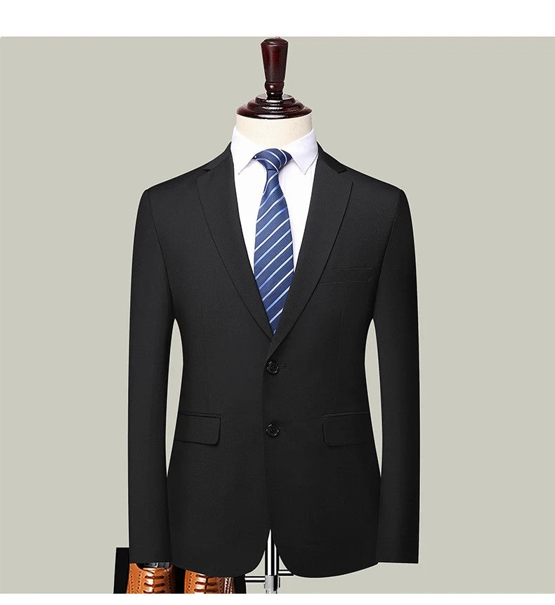 Blazer New Men's Fashion Business Solid Color British Style Professional Work Groom Wedding Dress Best Man Blazer Jacket