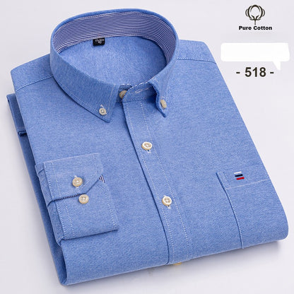 over size 7XL100%Cotton Oxford long-sleeve shirts for men slim fit formal plain shirt office white clothes elegant business tops