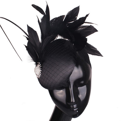 Lindo Fascinador de Cabelo de Cetim Magenta Festa Noturna Formal Chapéu para Senhoras de Igreja Chapéu de Casamento Nupcial com Penas