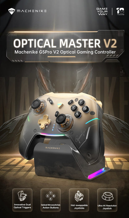 MACHENIKE G5Pro V2 Tri Mode Gaming Controller Optical Trigger ABXY Button Hot-Swappable Joystick 4K Resolution For Switch PC