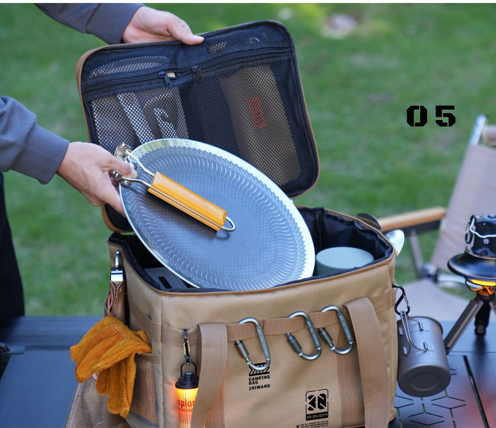 30-42L Tactical Camping Storage Bag Insulated Folding Box Waterproof Picnic Tableware Field Equipment Outdoor Gear Organizer