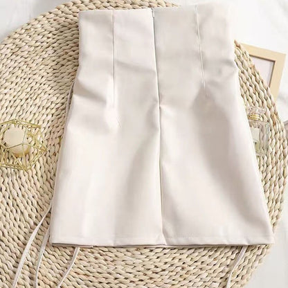 Black Leather Mini Skirts Women Gothic High Waist Slim Fit Lace Up Pencil Skirt Female Sexy Club Back Zipper Split Bag Hip Skirt