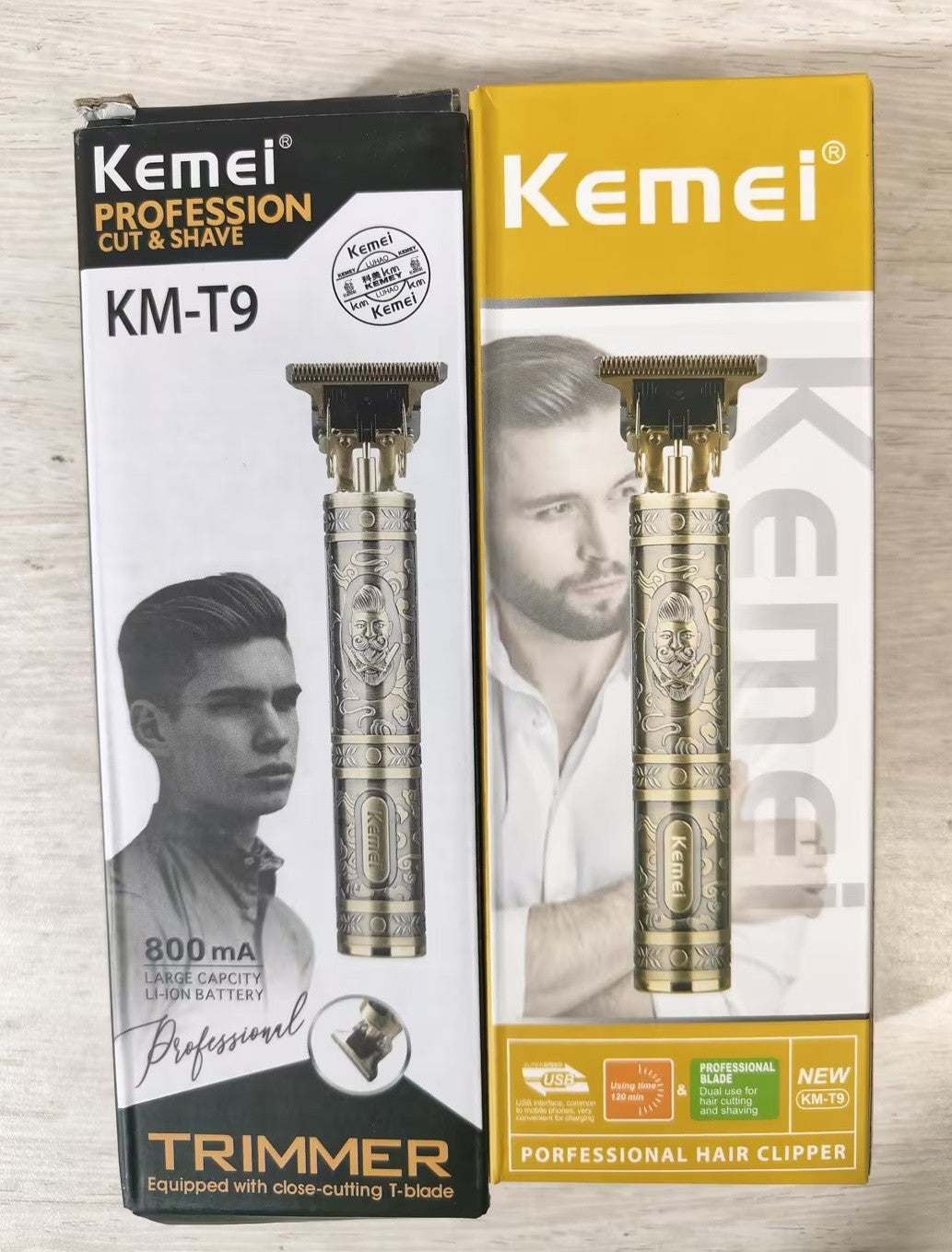 Kemei Electric Hair Clipper Cordless Trimmer Rechargeable T Shape Blade with Guide Combs Oil Head Carving Haircut KM-T9