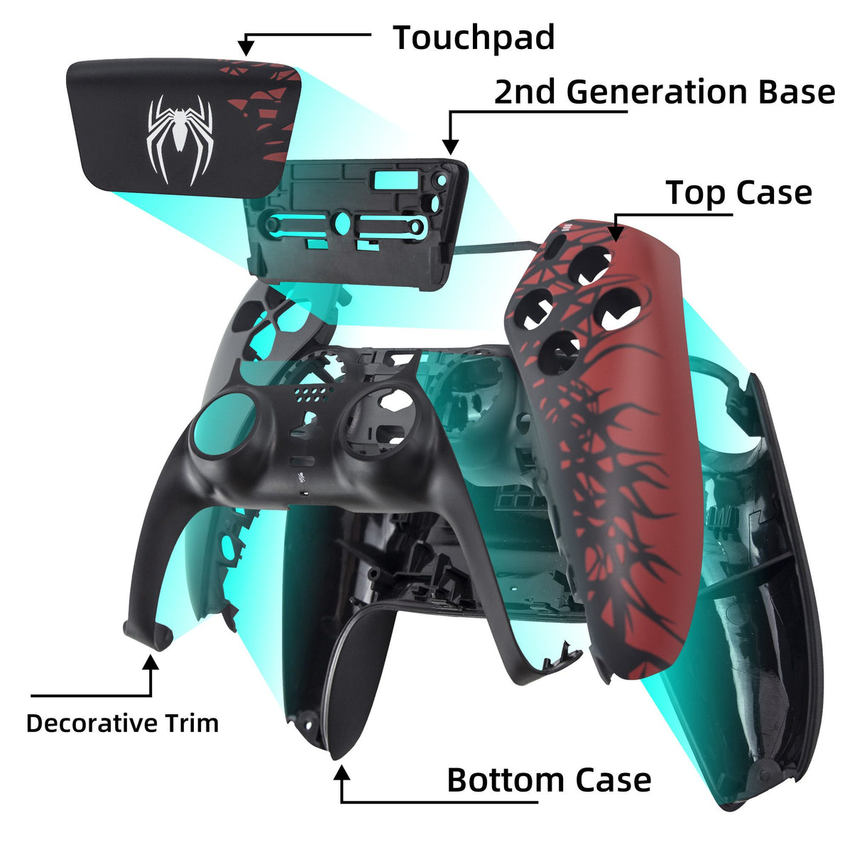 Controller Shell Cover for PS5 Faceplate Cover Controller Spider Faceplate Gamepad Cover Game Controller Protection Replacement