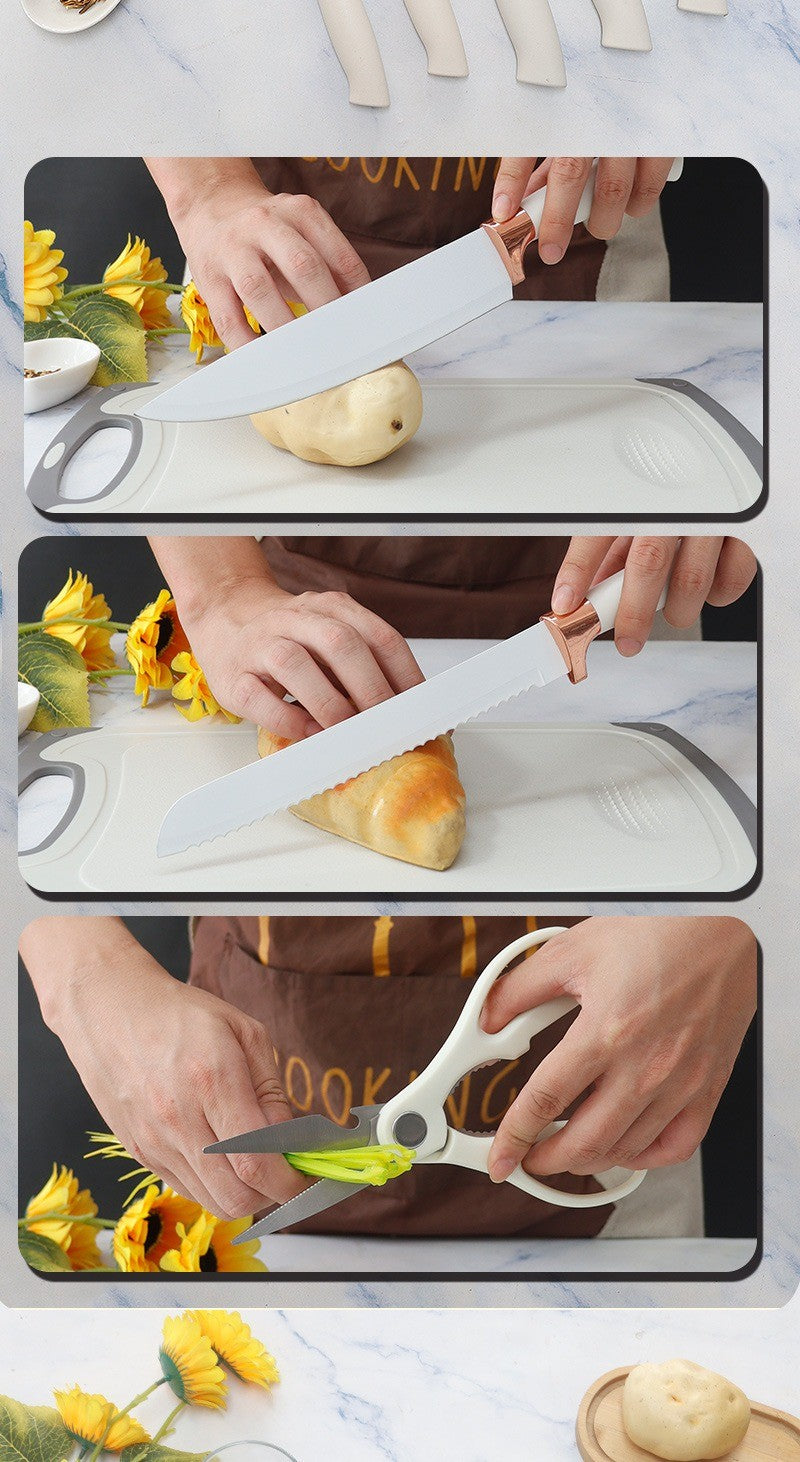 Conjunto de utensílios de cozinha de silicone, 19 peças com cabo de madeira, espátula, panela antiaderente e balde de armazenamento de facas multiuso integrado