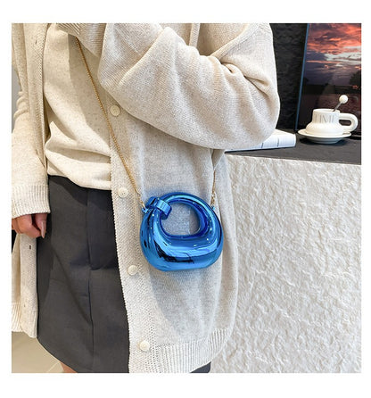 Fashion Crescent Mini Acrylic Chain Evening Bag for Women, Shoulder and Crossbody Bag