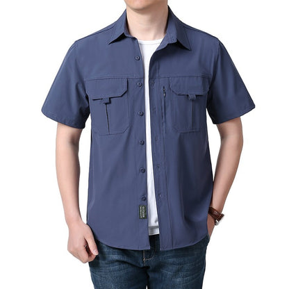 Men's Breathable Short Sleeve Shirt Men Casual Tactical Cargo Shirts Summer Quick Dry Hiking Work Shirts for Man Short-sleeved