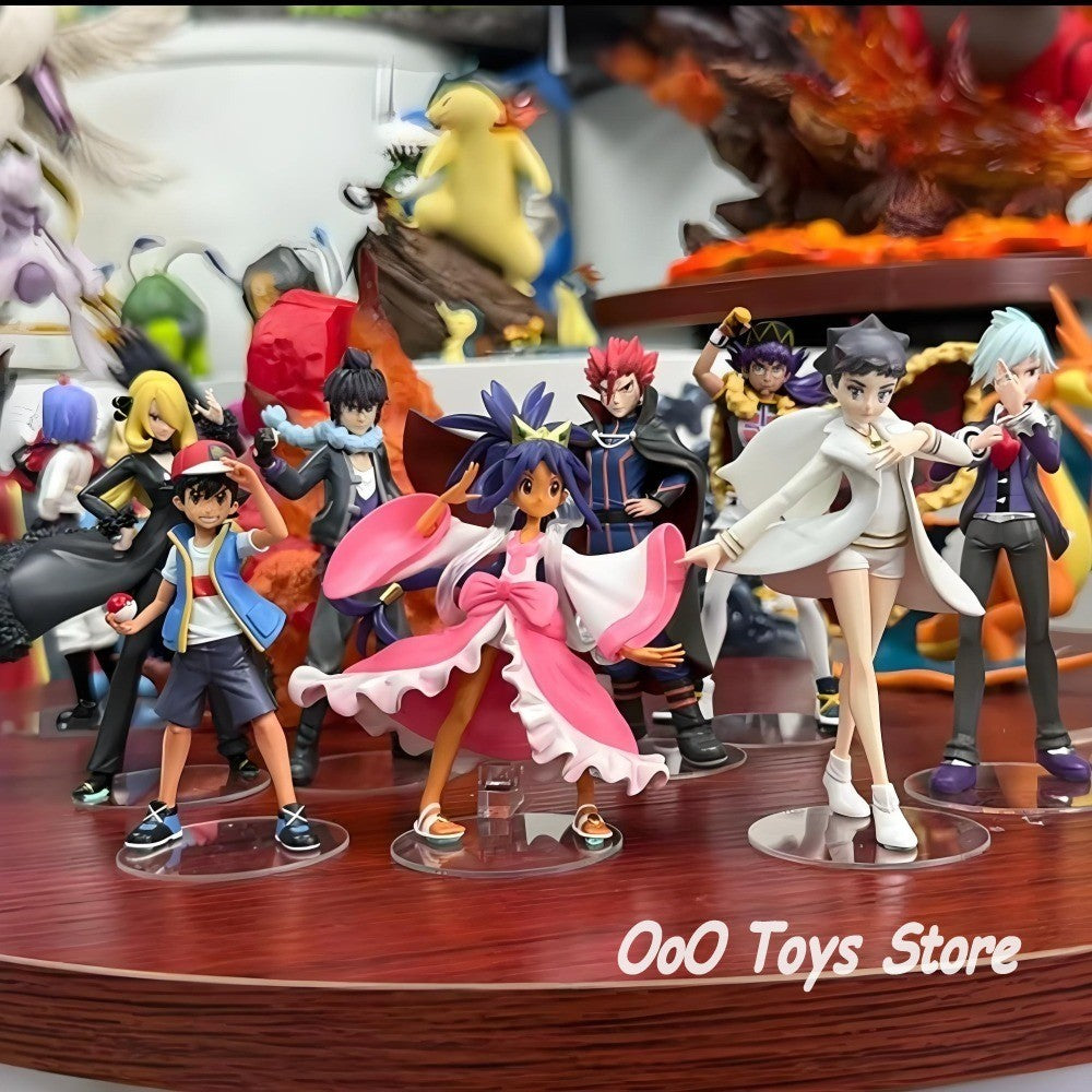 Action Figures Anime Pokémon Os Oito Grandes Mestres - Estátua de PVC Colecionável - Brinquedos Infantis de 7-9cm