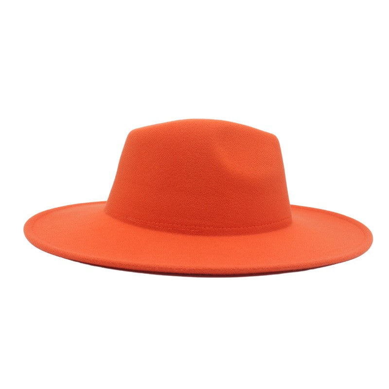 9.5cm Wide Brim Fedora Hats with Brown Belt Autumn Winter Women Party Top Hat Men Jazz Retro Cowboy Felt Cap Panama Sun Hat