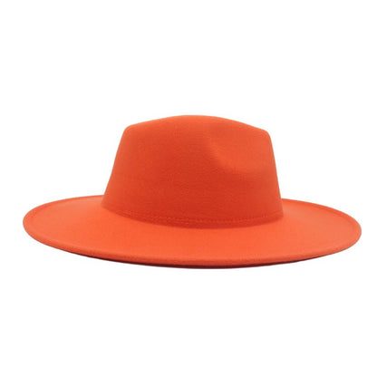 9.5cm Wide Brim Fedora Hats with Brown Belt Autumn Winter Women Party Top Hat Men Jazz Retro Cowboy Felt Cap Panama Sun Hat