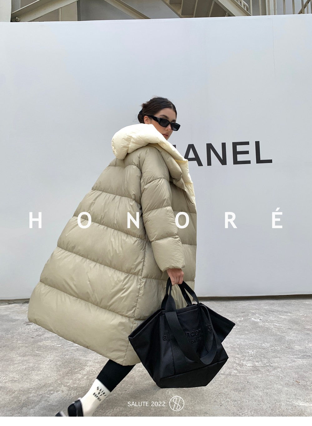 Janveny Fluffy White Duck Down Jacket Women Winter Thickness Warm Long Puffer Coat Hooded Female Fashion Fake Two-piece Parkas