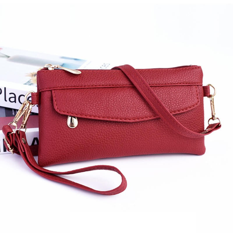 Portable Wallet PU Leather Hangbag Female Long Clutch Purses Coin Pocket Ladies Single Shoulder Crossbody Bag Money Bag