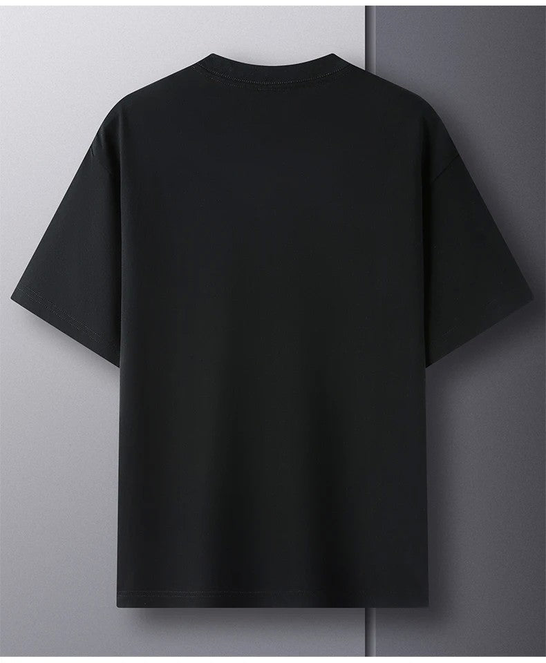 100% Pure Cotton Summer High-end Brand Men's Short Sleeve Round Neck Fashionable Style Half Sleeved Top Breathable T-shirt