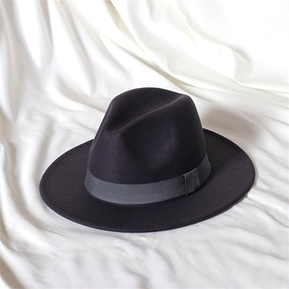 Leather Pink Fedora Wide brimmed Jazz Hat Autumn/Winter Classic Elegant Panama Hat Gentleman Hat Wholesale Sombrero