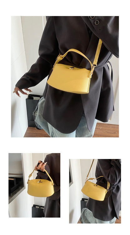 Niche Brand Women's Fashion Handbag Soft Versatile Shoulder Messenger Bag 2025 Super Hot Yellow Portable Bucket Bag Women's Bag