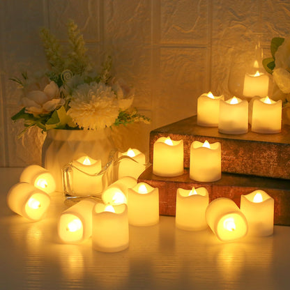 24/48Pcs Flameless LED Candle Lights Battery Powered Creative Wishing Tea Lamp Warm White Halloween Wedding Christmas Decoration