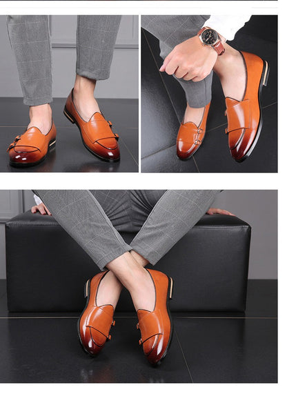 Man Shoes Leather Loafers designer Fashion Slip-on Casual Comfortable Double Monk Dress Shoe