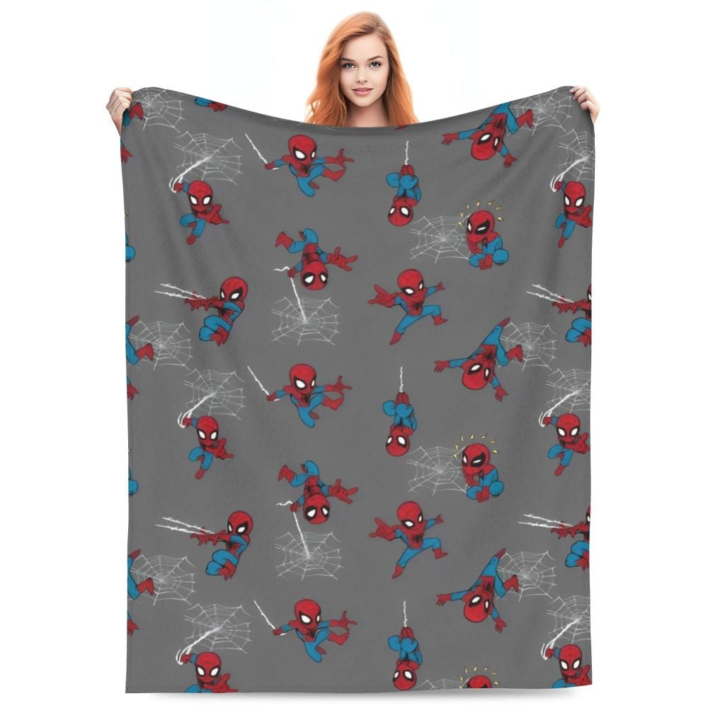 Cobertor de flanela engraçado e quente de desenho animado anime do Homem-Aranha, lindo e legal, para decoração de cama e lounge