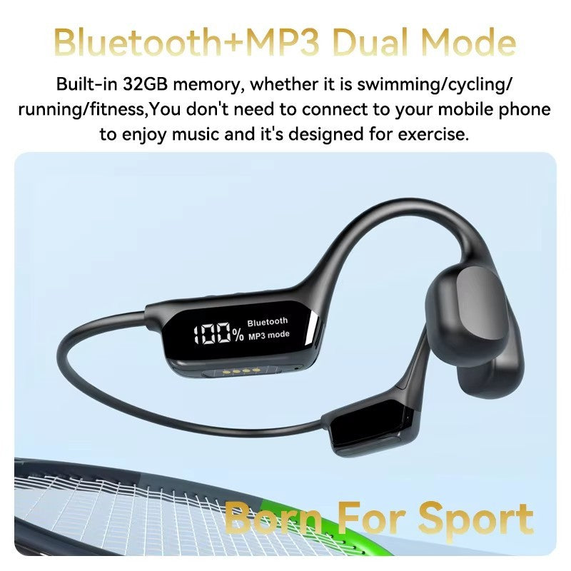 Real Swimming Bone Conduction Earphones Bluetooth Wireless Hifi Headphone IPX8 Waterproof 32GB MP3 Player Mic Headset